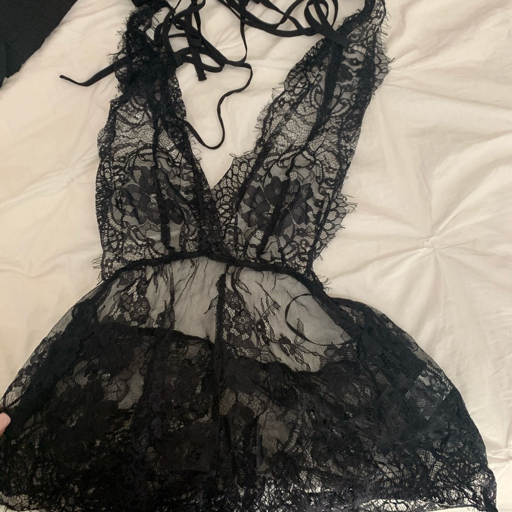 Tie up lace romper